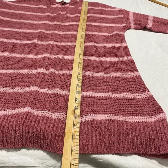 Lily Morgan Pink Striped Women's Oversized V-neck‎ Tunic Sweater Size 1x - Picture 8 of 10
